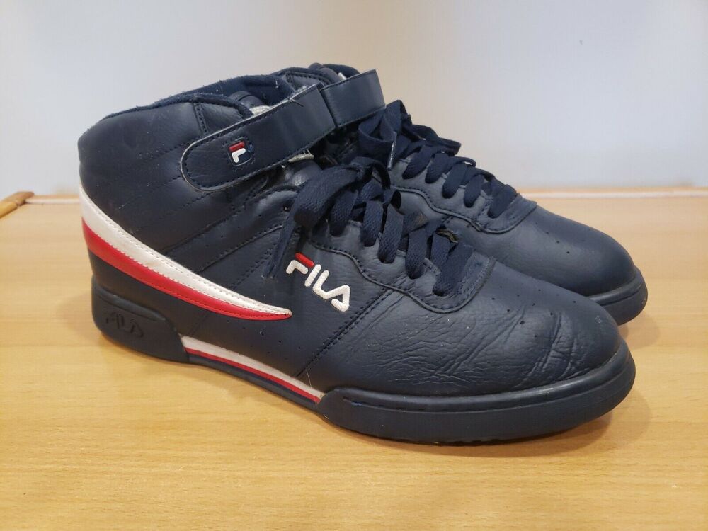 Mens Fila Classic Mid High Top Basketball Shoes Sneakers White Blue Red US 12